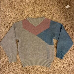Vintage 1980s Colorblock Women's Sweater wool blend C&A brand S